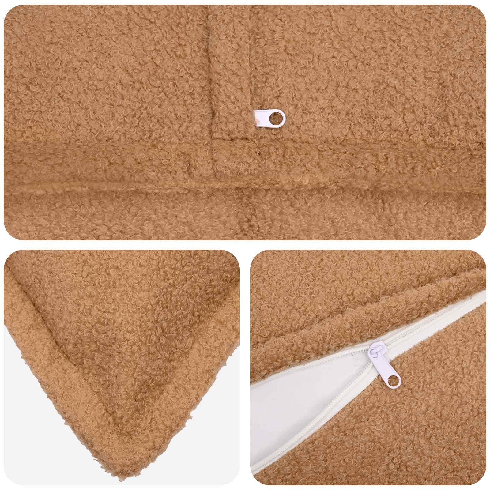 vidaXL Cushion Cover 6 pcs HOUTEN Beige 50 x 50 cm Bouclé 4