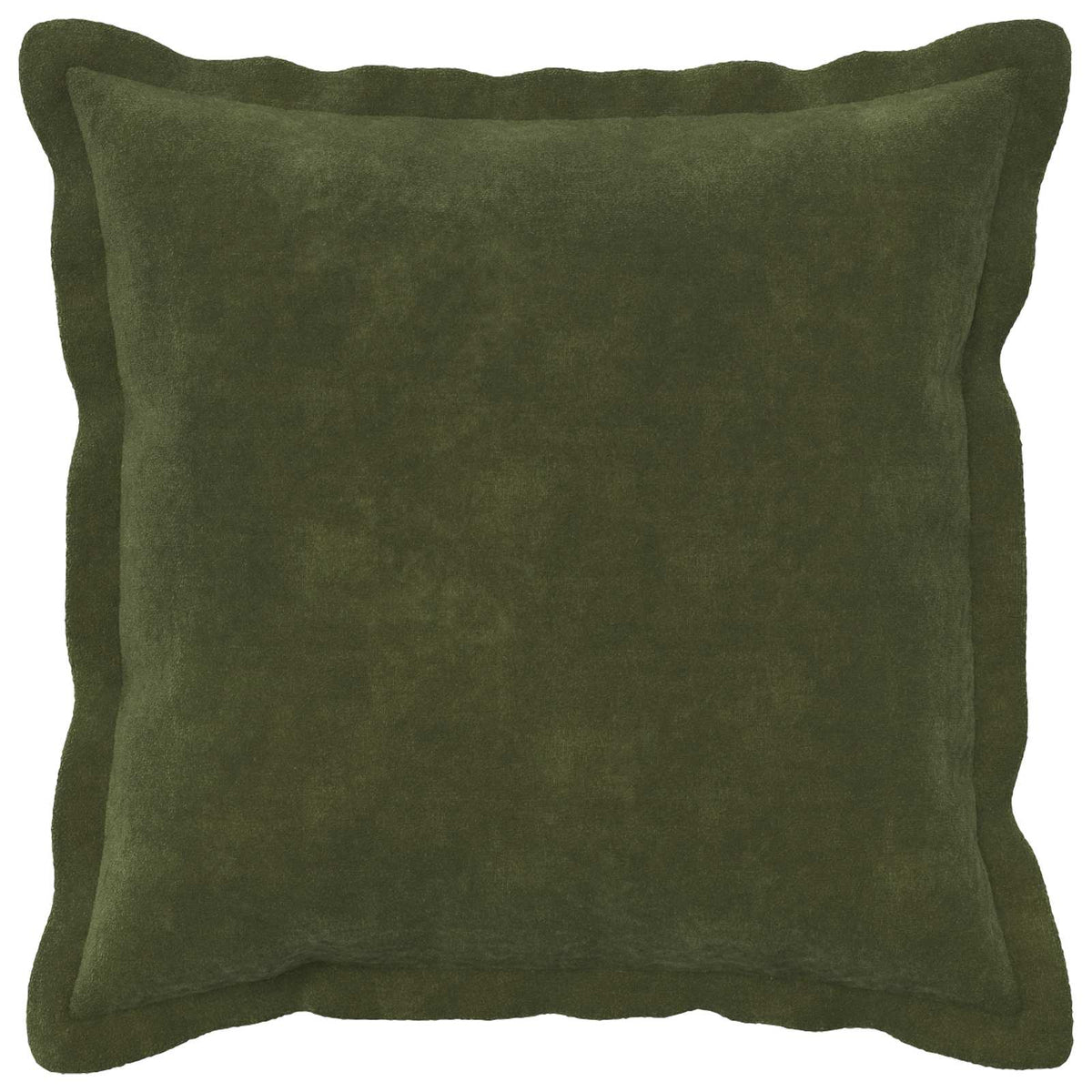 The square green cushion cover with a wide border edge