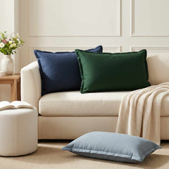 vidaXL Cushion with Pillow HOUTEN 2 pcs Dark Green Faux Linen 1