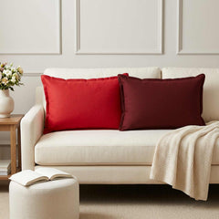 vidaXL Cushion with Pillow HOUTEN 2 pcs Wine Red Faux Linen 1