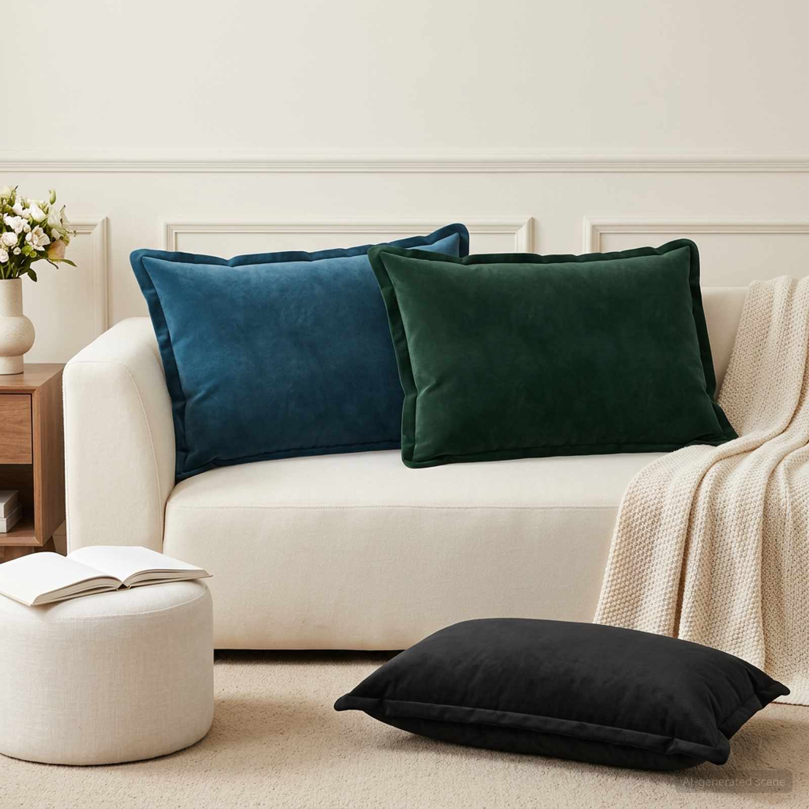 vidaXL Cushion Cover 6 pcs HOUTEN Black 50 x 70 cm Velvet 1