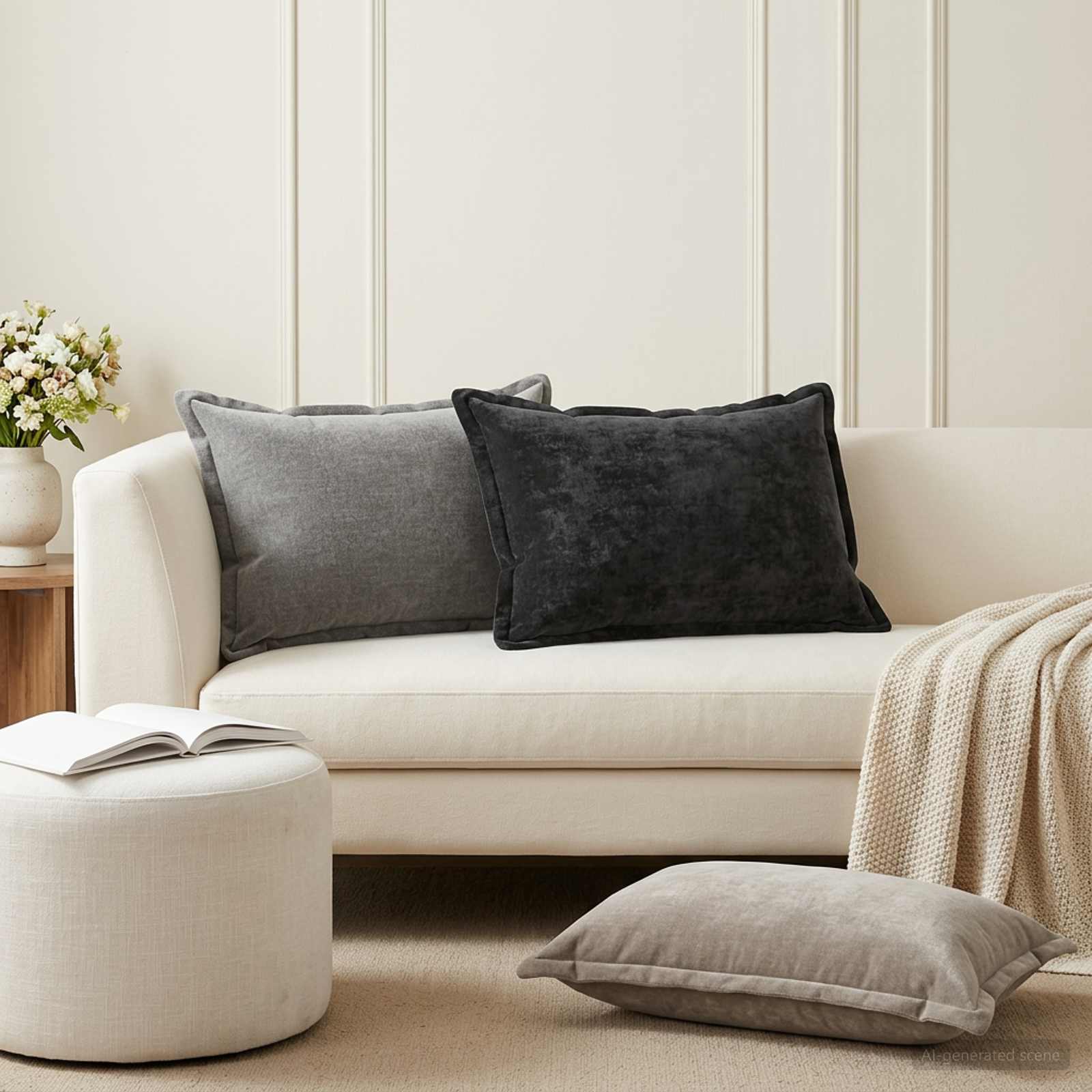 vidaXL Cushion Cover 6 pcs HOUTEN Dark Grey 50 x 80 cm Chenille Fabric 1