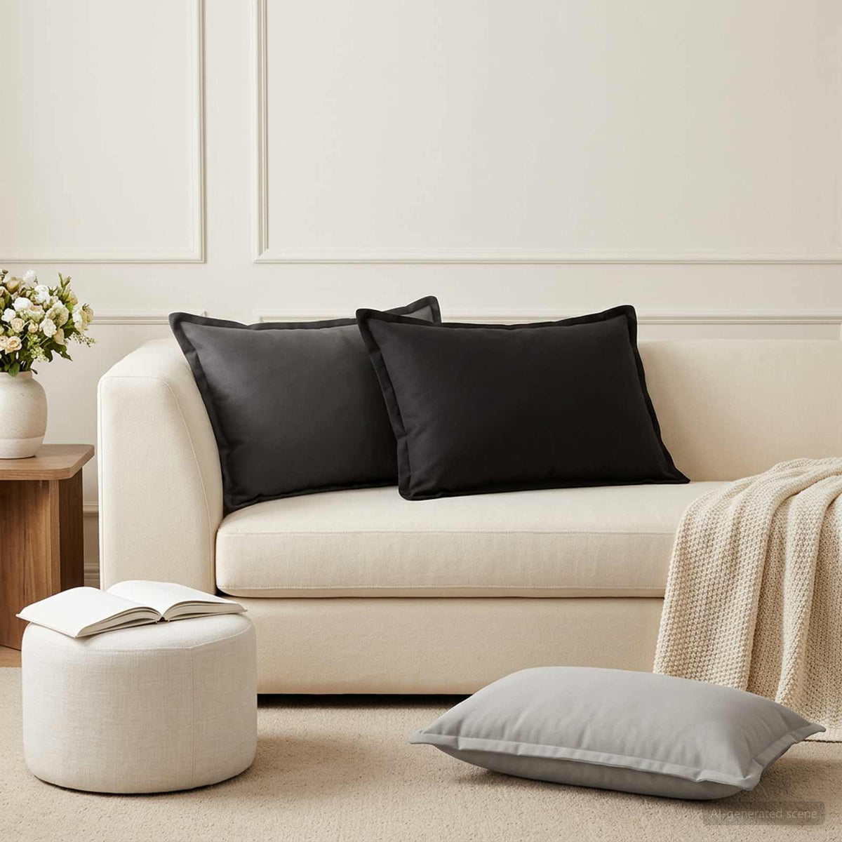 vidaXL Throw Pillow 2 pcs HOUTEN Black 50 x 75 cm Polyester 1