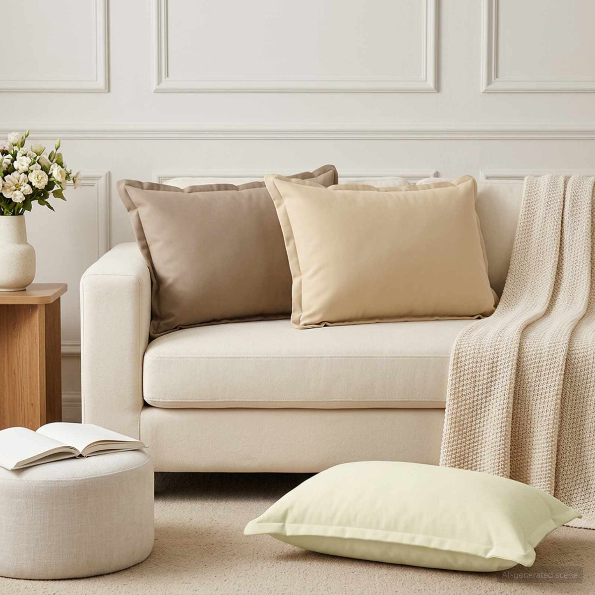 vidaXL Throw Pillow 2 pcs HOUTEN Taupe 50 x 75 cm Polyester 1