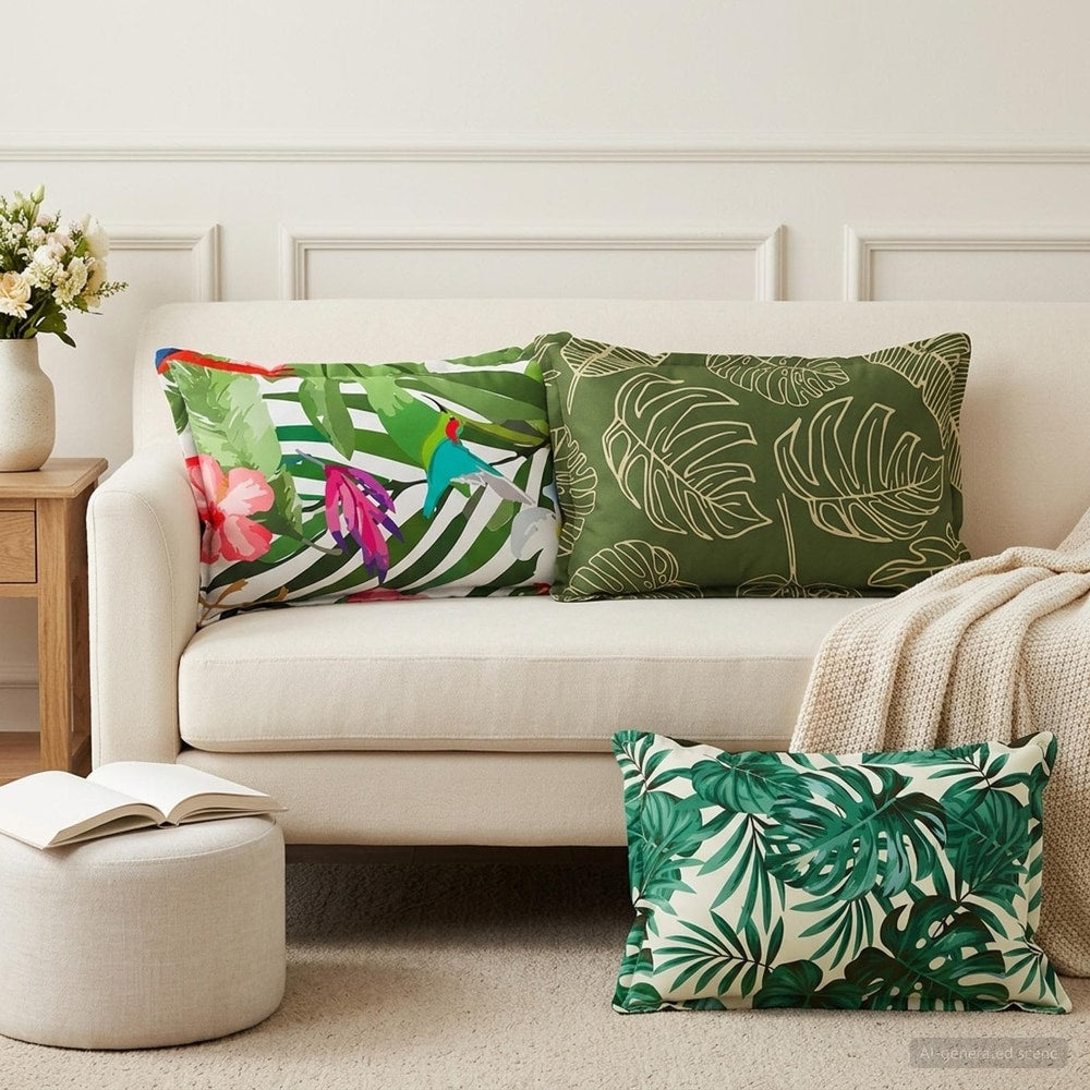 vidaXL Throw Pillow 2 pcs HOUTEN Leaf Pattern 50 x 75 cm Polyester 1