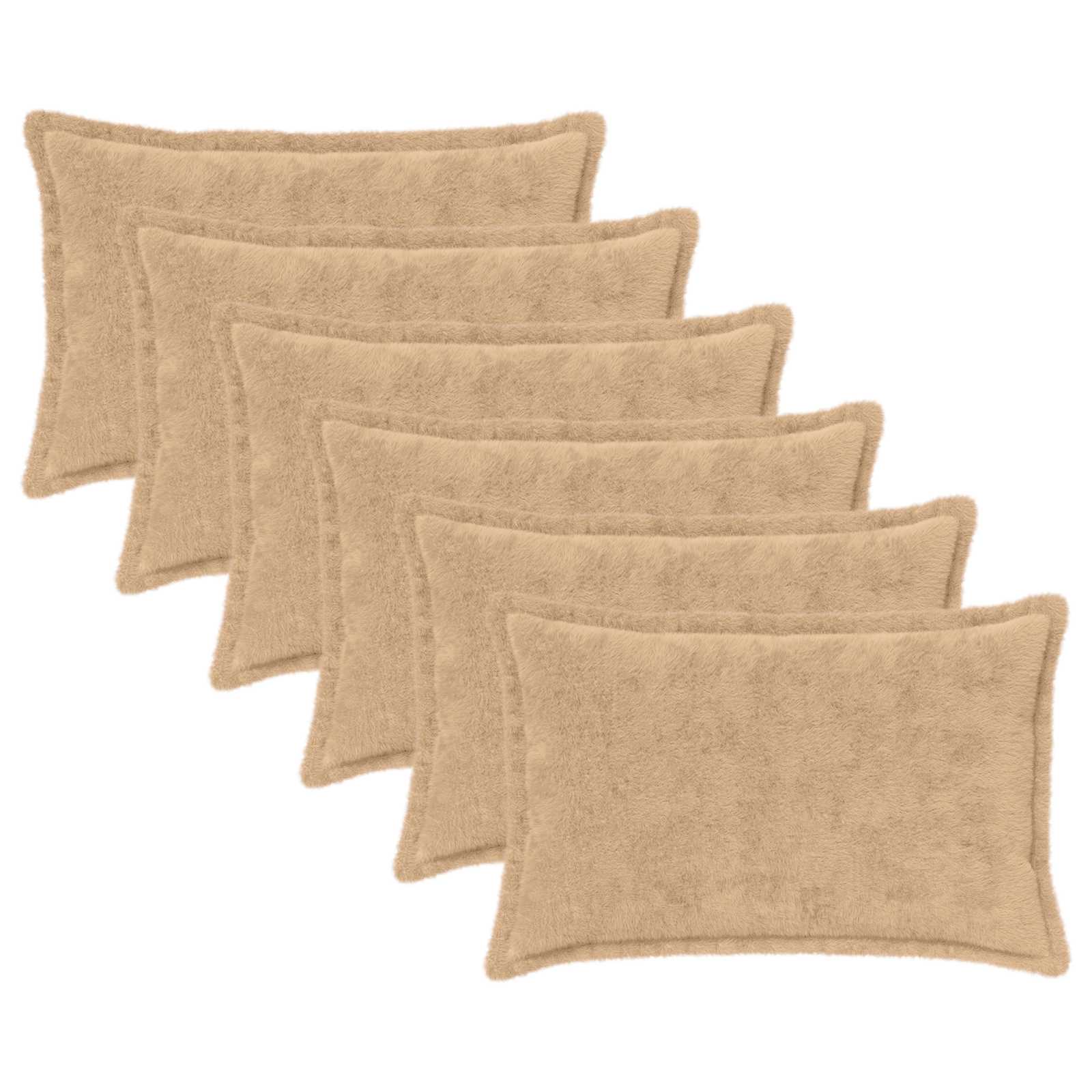 vidaXL Cushion Cover 6 pcs HOUTEN Cream 50 x 70 cm Faux Rabbit Fur 2
