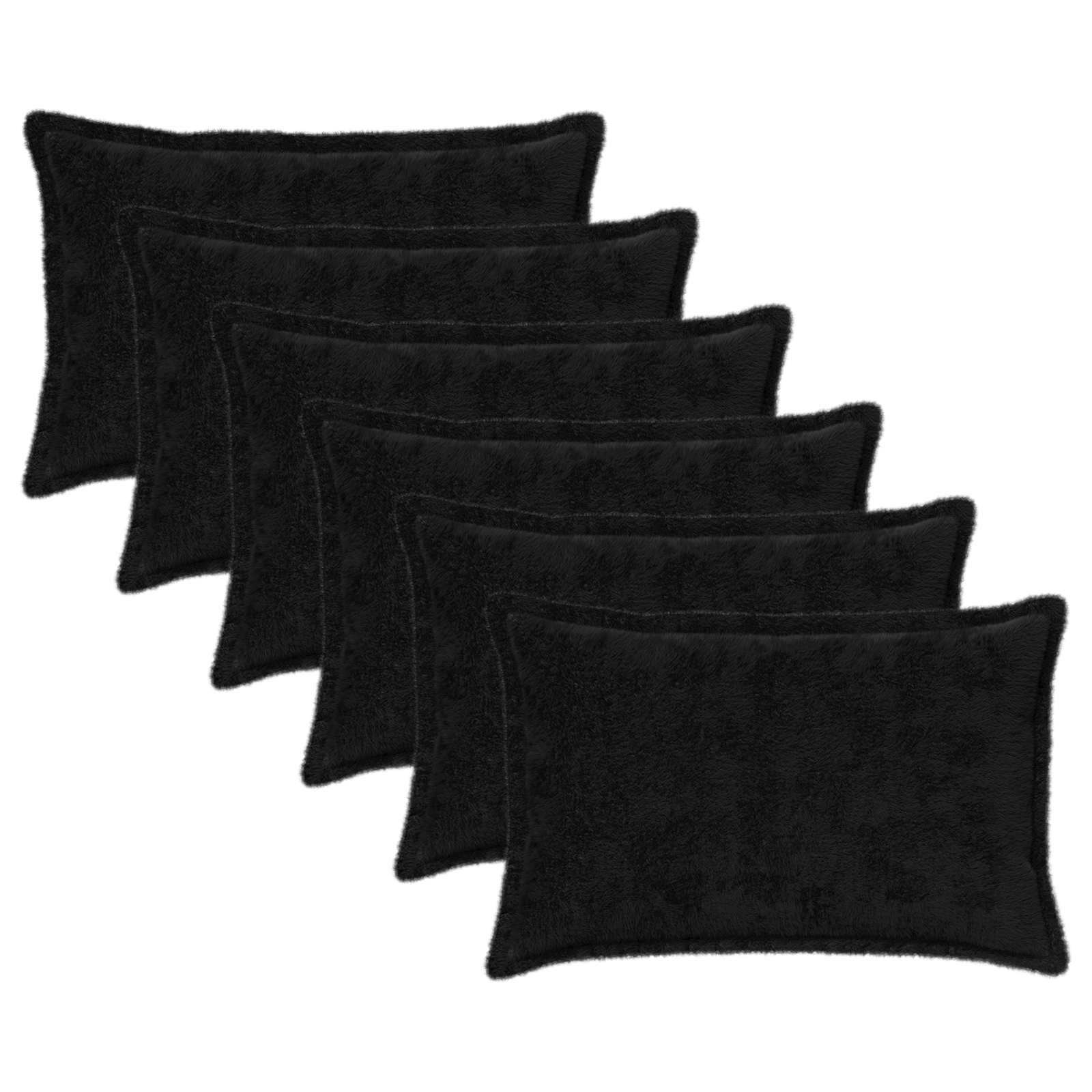 vidaXL Cushion Cover 6 pcs HOUTEN Black 50 x 70 cm Faux Rabbit Fur 2