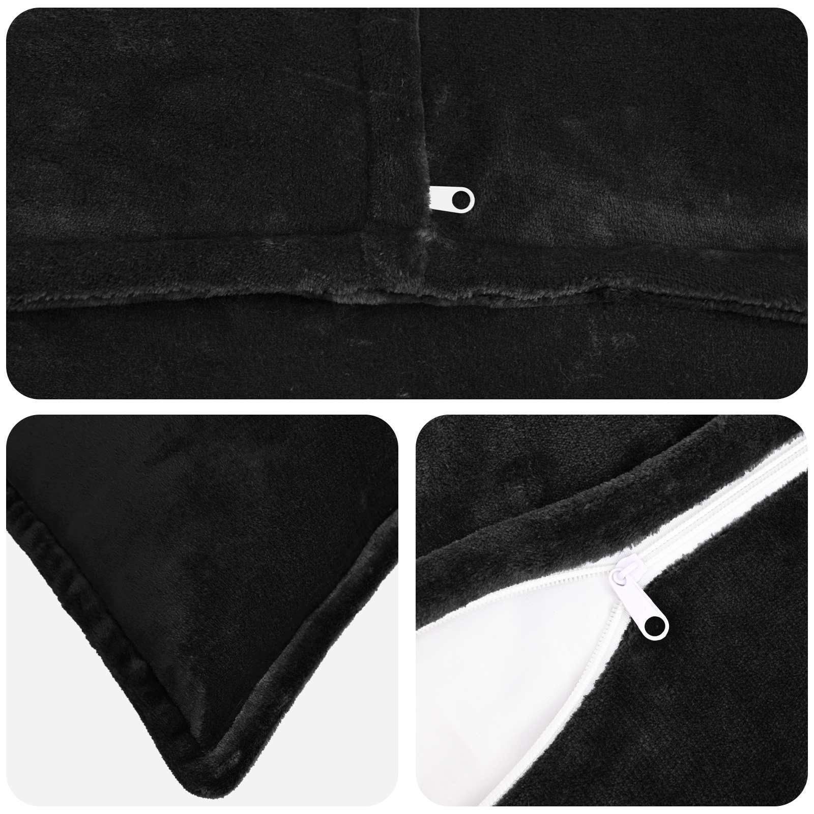 vidaXL Cushion Cover 6 pcs HOUTEN Black 50 x 75 cm Flannel 4