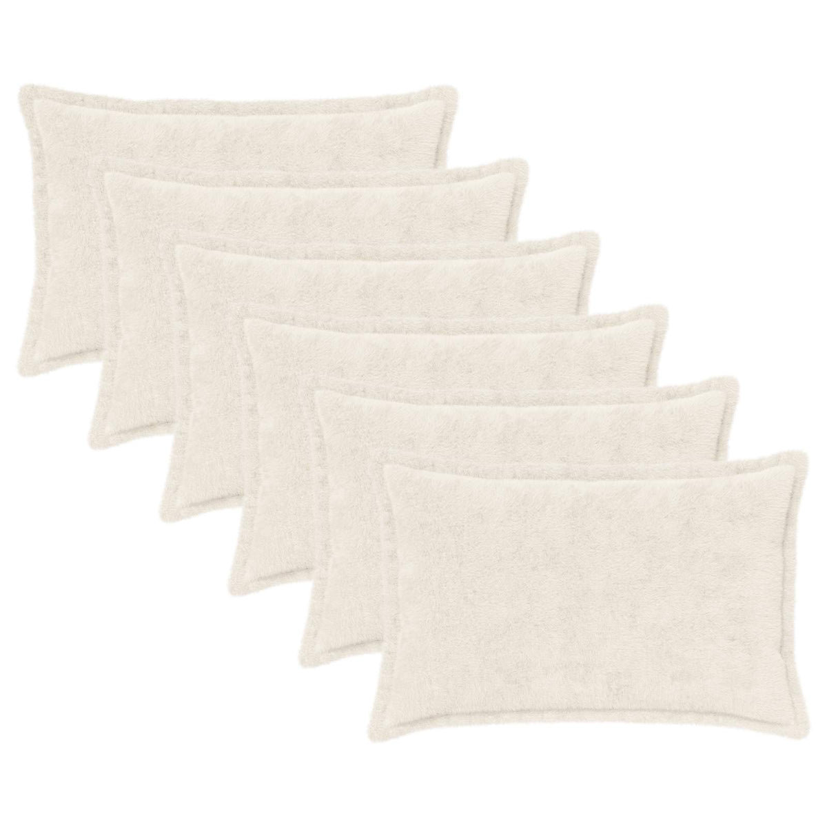 vidaXL Cushion Cover 6 pcs HOUTEN White 50 x 75 cm Faux Rabbit Fur 2