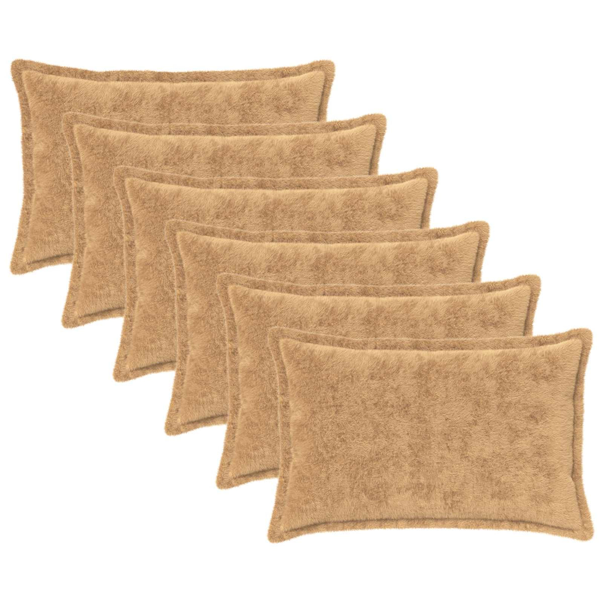 vidaXL Cushion Cover 6 pcs HOUTEN Taupe 50 x 75 cm Faux Rabbit Fur 2
