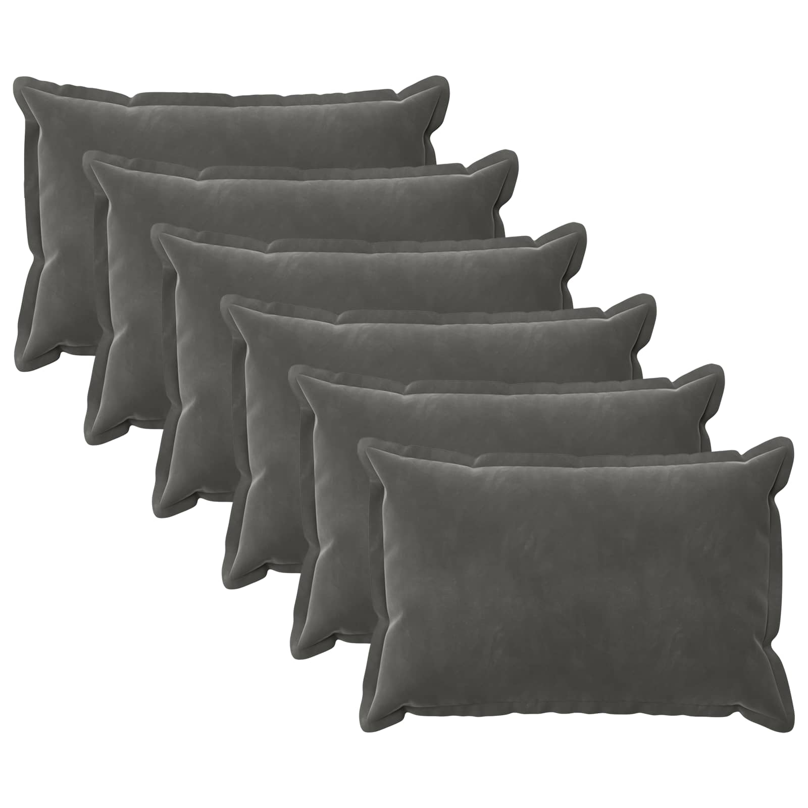 vidaXL Cushion Cover 6 pcs HOUTEN Dark Grey 50 x 80 cm Velvet 2