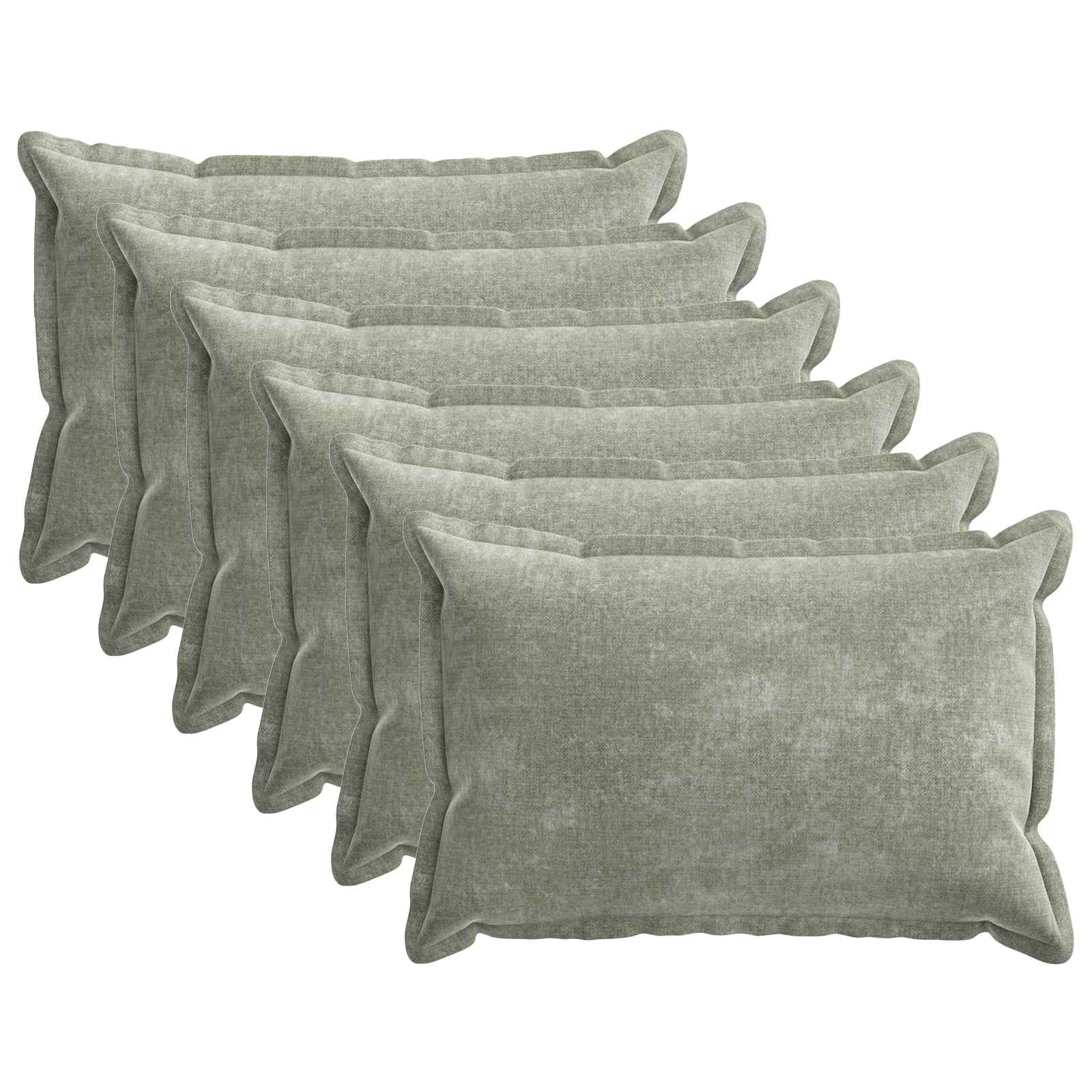 vidaXL Cushion Cover 6 pcs HOUTEN Green 50 x 80 cm Chenille Fabric 2