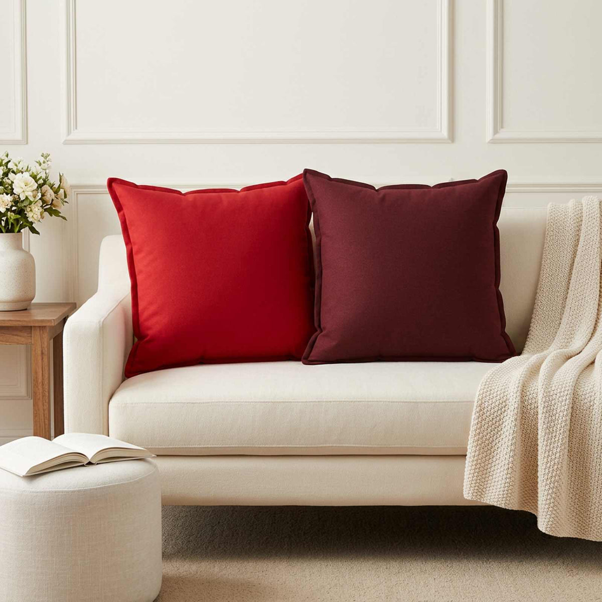 vidaXL Cushion with Pillow HOUTEN 2 pcs Red Faux Linen 1