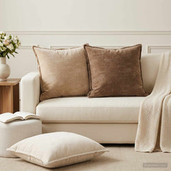 vidaXL Cushion Cover 6 pcs HOUTEN Brown 55 x 55 cm Chenille Fabric 1