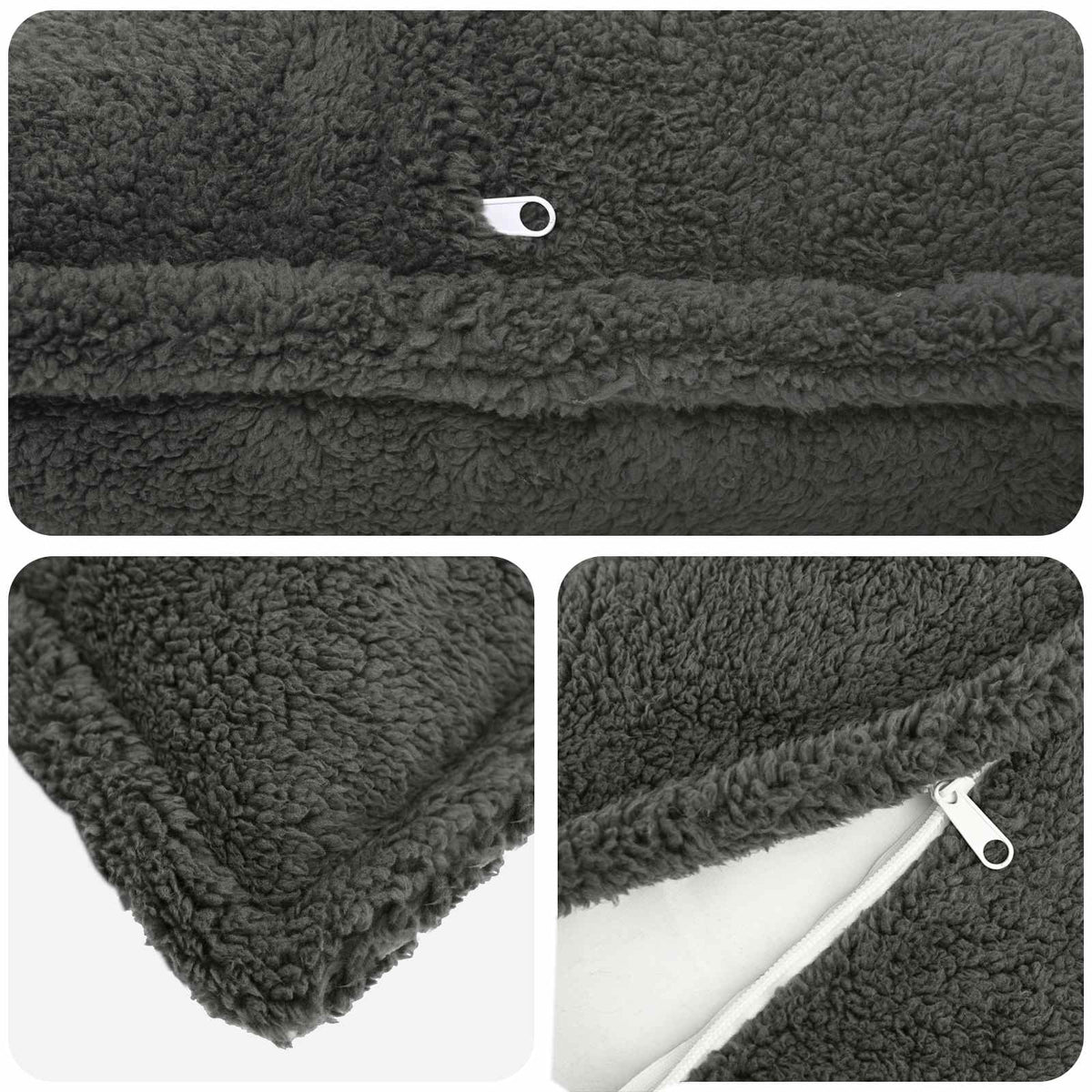 vidaXL Cushion Cover 6 pcs HOUTEN Dark Grey 55 x 55 cm Bouclé 4