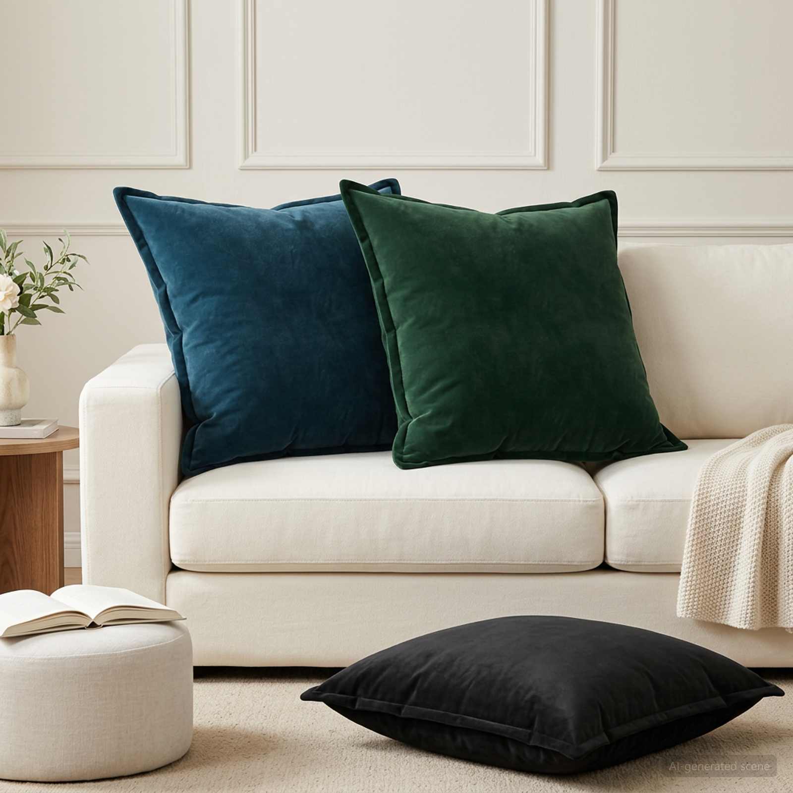 vidaXL Cushion with Pillow HOUTEN 2 pcs Black Velvet 1