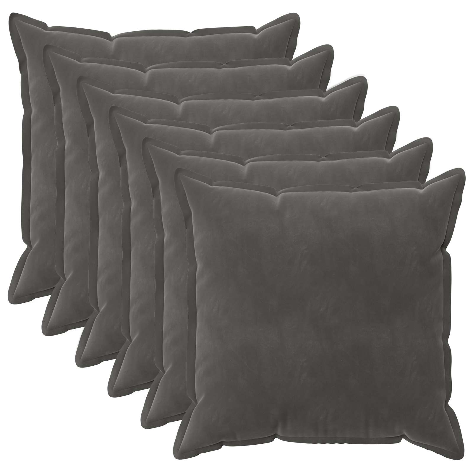 vidaXL Cushion Cover 6 pcs HOUTEN Dark Grey 65 x 65 cm Velvet 2