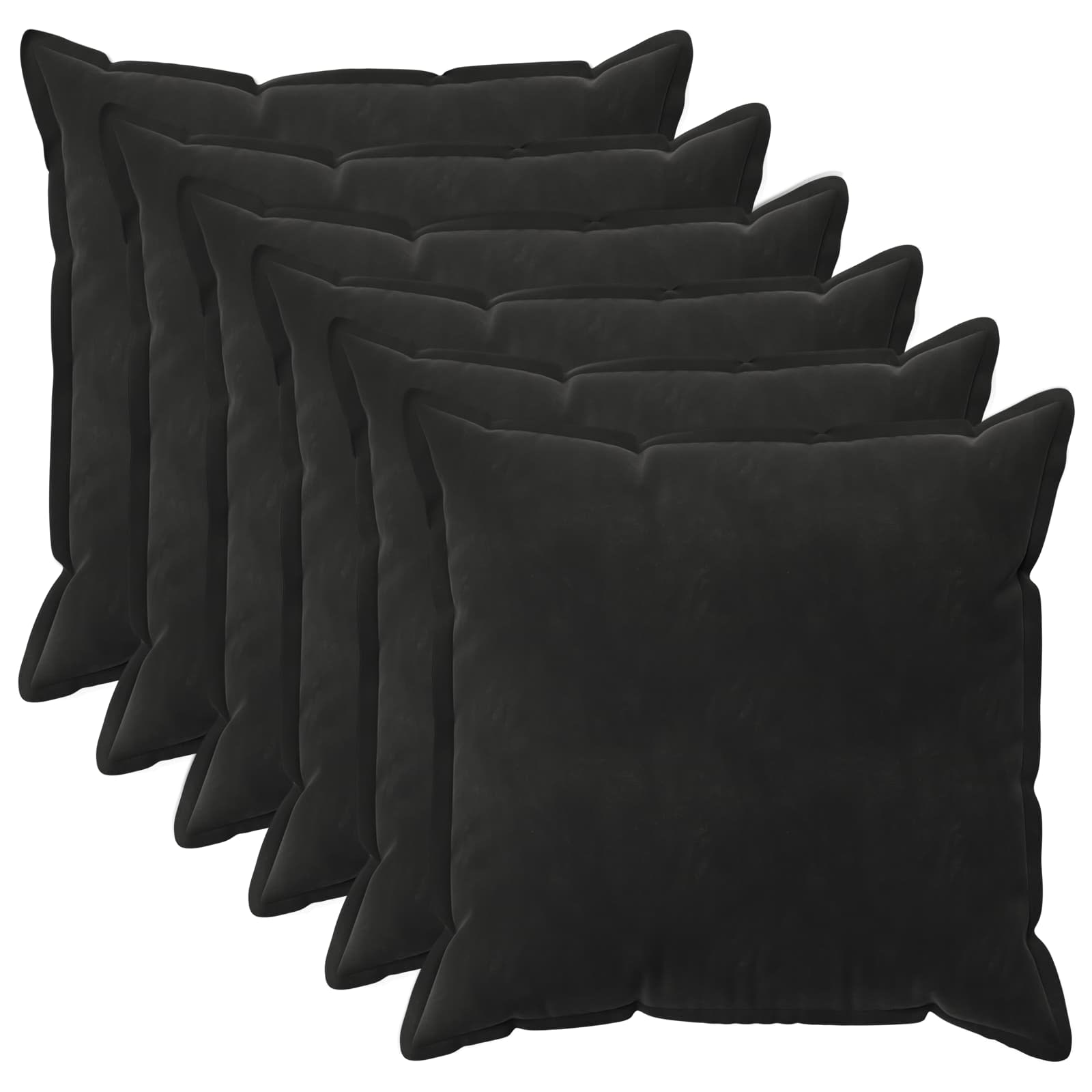 vidaXL Cushion Cover 6 pcs HOUTEN Black 65 x 65 cm Velvet 2