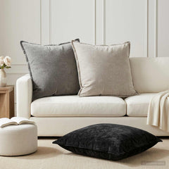 vidaXL Cushion Cover 6 pcs HOUTEN Dark Grey 65 x 65 cm Chenille Fabric 1