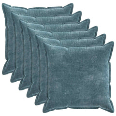 vidaXL Cushion Cover 6 pcs HOUTEN Blue 65 x 65 cm Chenille Fabric 2
