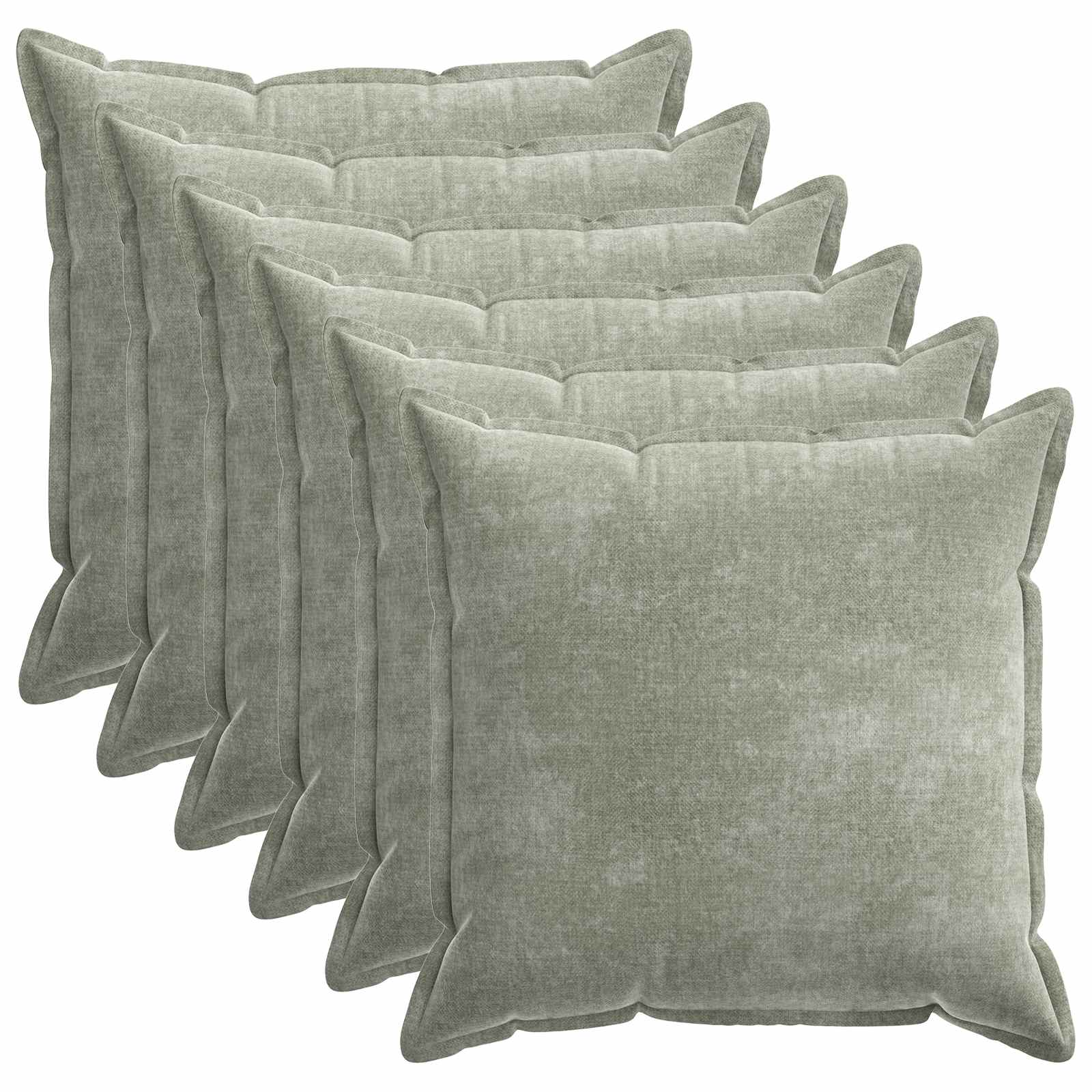 vidaXL Cushion Cover 6 pcs HOUTEN Green 65 x 65 cm Chenille Fabric 2