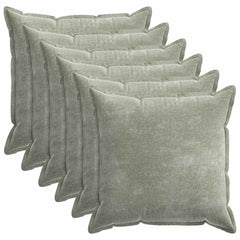 vidaXL Cushion Cover 6 pcs HOUTEN Green 65 x 65 cm Chenille Fabric 2