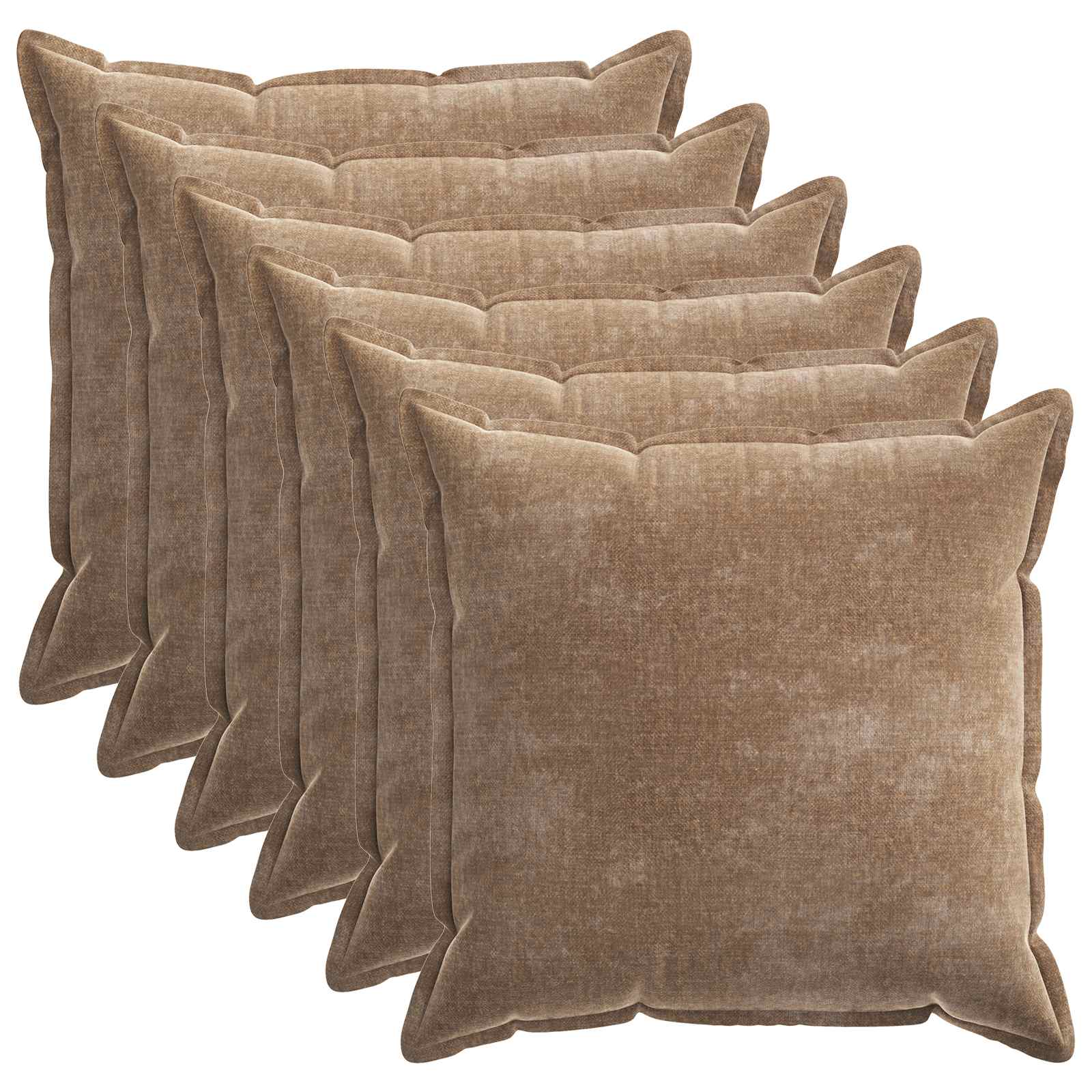 vidaXL Cushion Cover 6 pcs HOUTEN Brown 65 x 65 cm Chenille Fabric 2