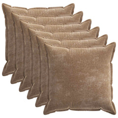 vidaXL Cushion Cover 6 pcs HOUTEN Brown 65 x 65 cm Chenille Fabric 2