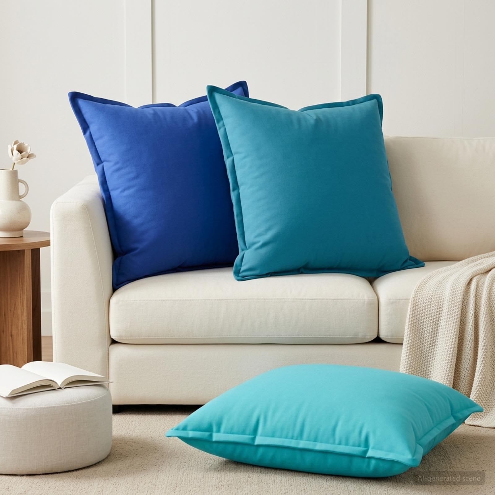 vidaXL Cushion Cover 6 pcs HOUTEN Light Blue 65 x 65 cm Polyester 1
