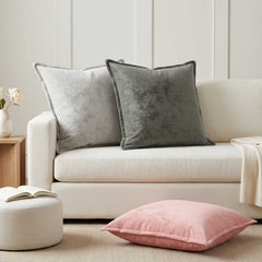 vidaXL Cushion Cover 6 pcs HOUTEN Light Grey 65 x 65 cm Flannel 1