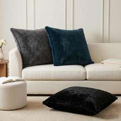 vidaXL Cushion Cover 6 pcs HOUTEN Navy Blue 80 x 80 cm Faux Rabbit Fur 1