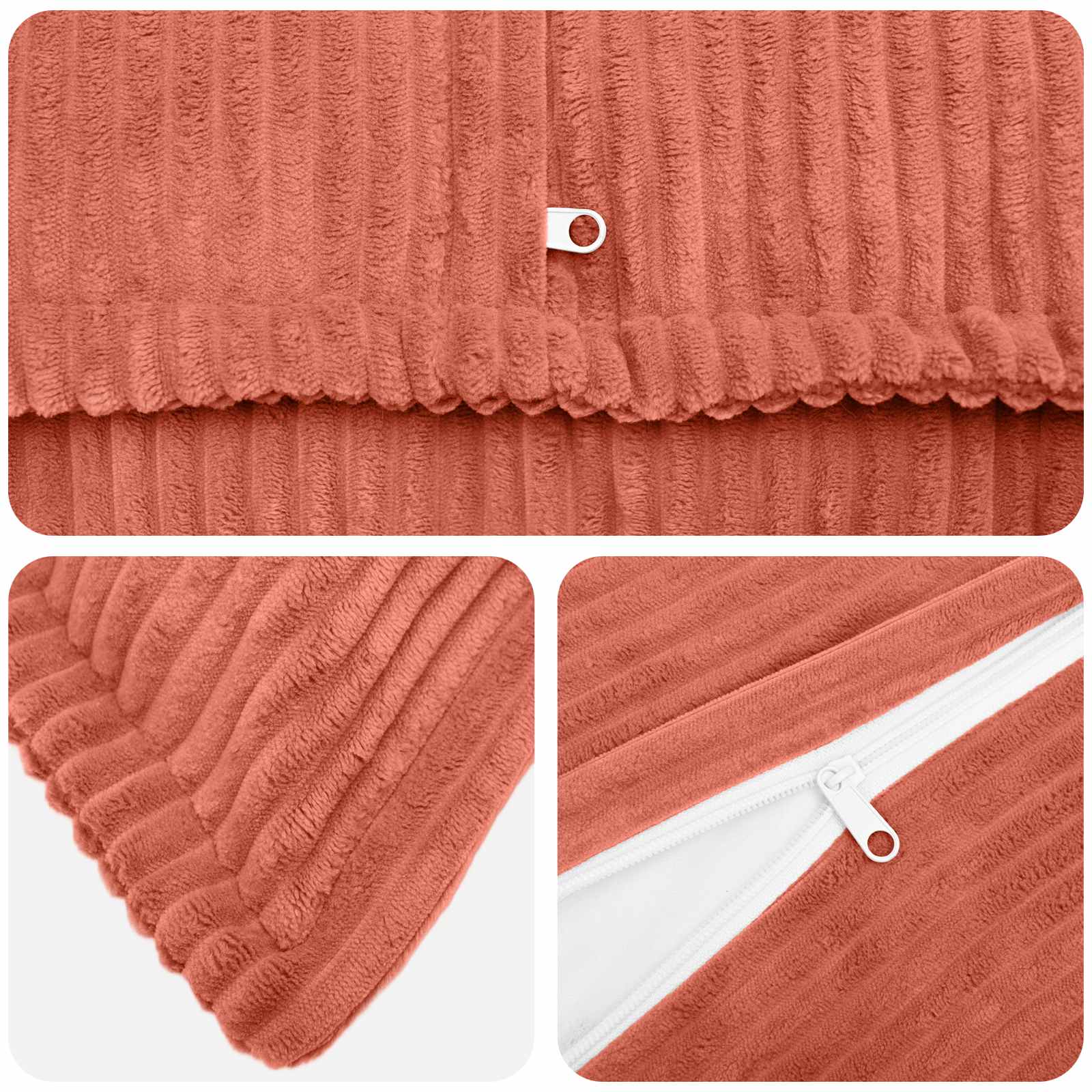 vidaXL Cushion Cover 2 pcs HOUTEN Red Orange 80 x 80 cm Corduroy 4