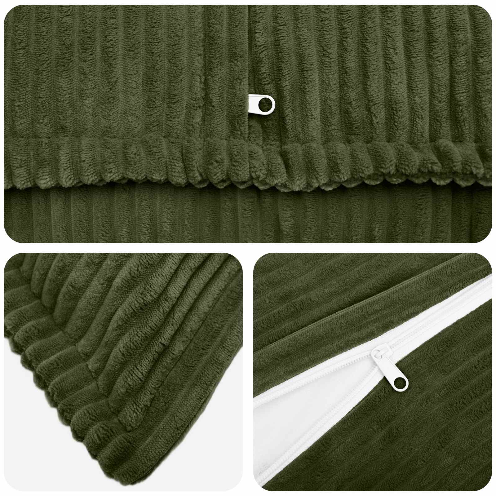 vidaXL Cushion Cover 2 pcs HOUTEN Green 80 x 80 cm Corduroy 4