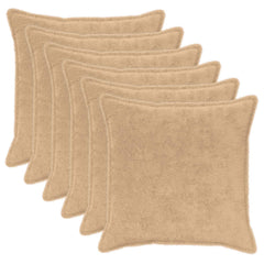 vidaXL Cushion Cover 6 pcs HOUTEN Cream 80 x 80 cm Faux Rabbit Fur 2
