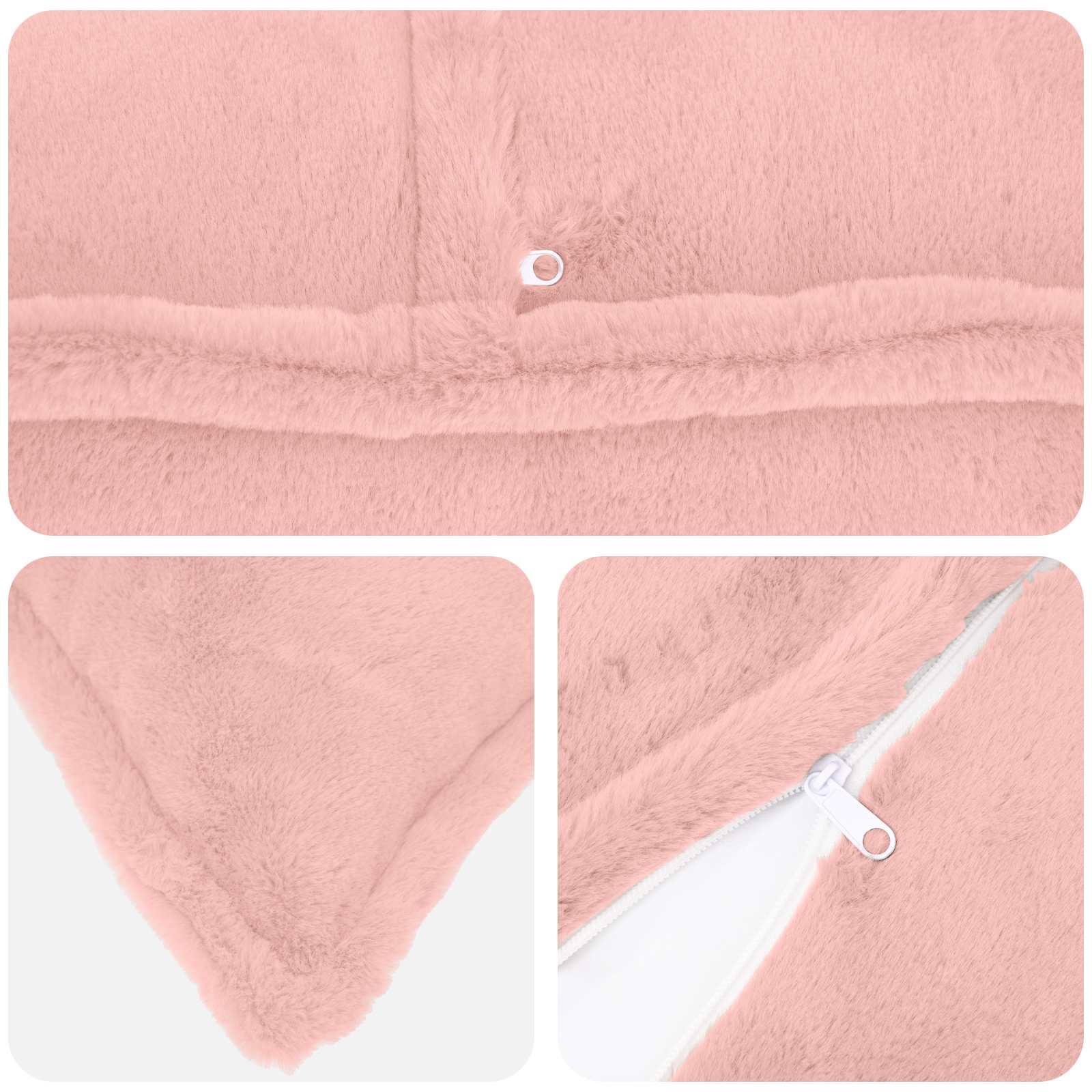 vidaXL Cushion Cover 6 pcs HOUTEN Pink 80 x 80 cm Faux Rabbit Fur 5