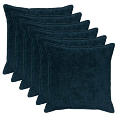 vidaXL Cushion Cover 6 pcs HOUTEN Navy Blue 80 x 80 cm Faux Rabbit Fur 2