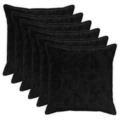 vidaXL Cushion Cover 6 pcs HOUTEN Black 80 x 80 cm Faux Rabbit Fur 2