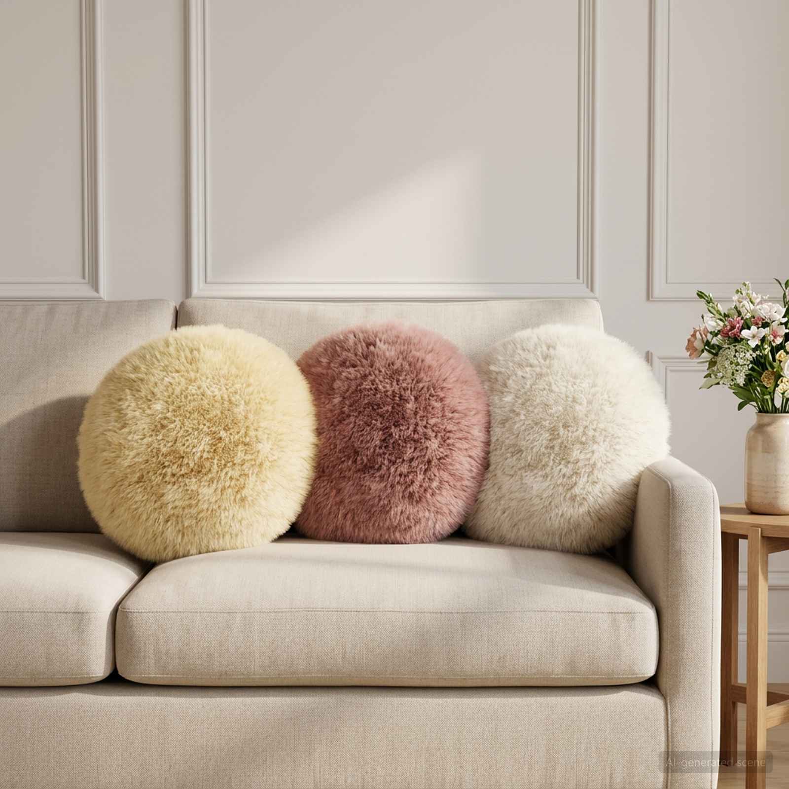 vidaXL Cushion with Pillow HEERLEN 2 pcs White PV Fleece 1