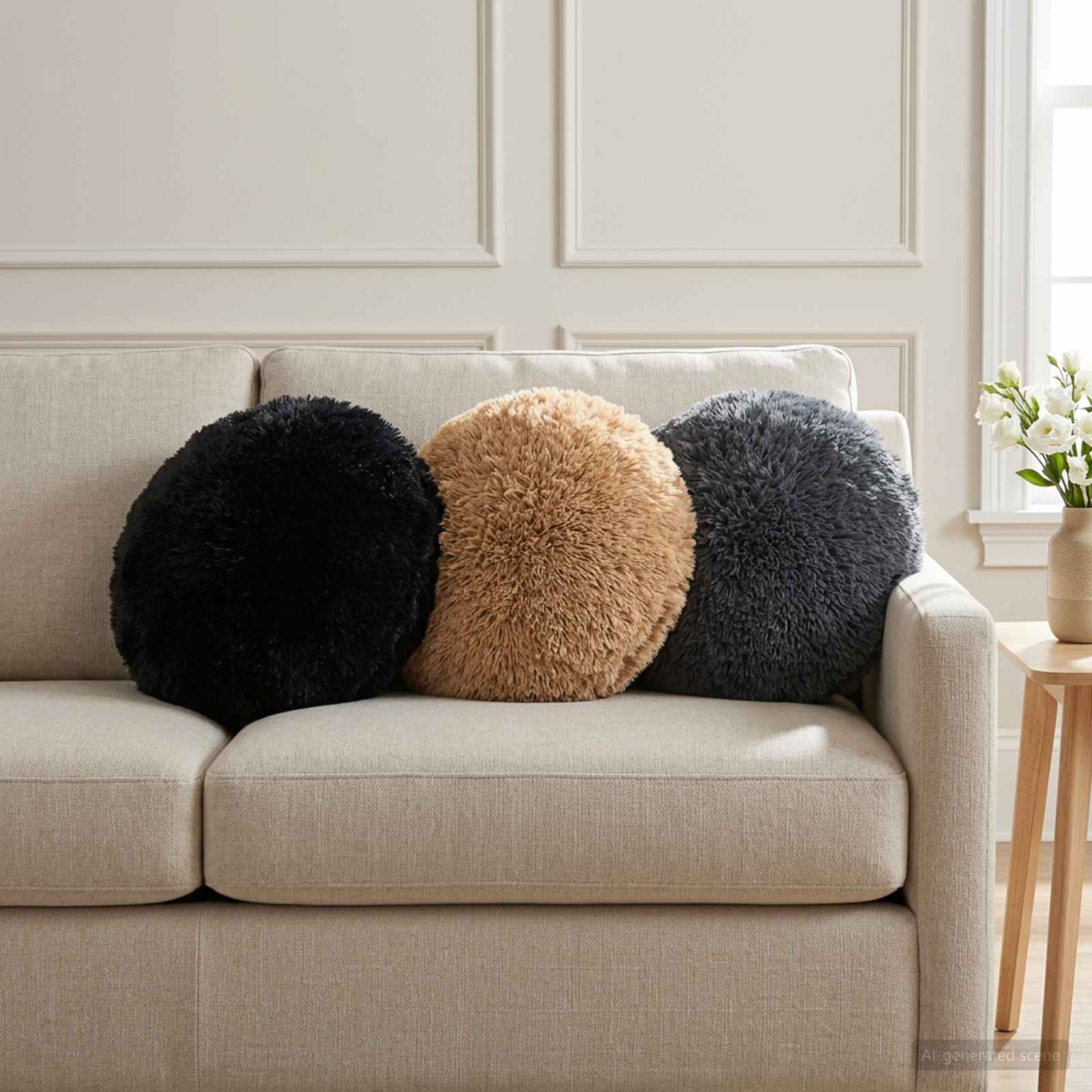 vidaXL Cushion with Pillow HEERLEN 2 pcs Taupe PV Fleece 1