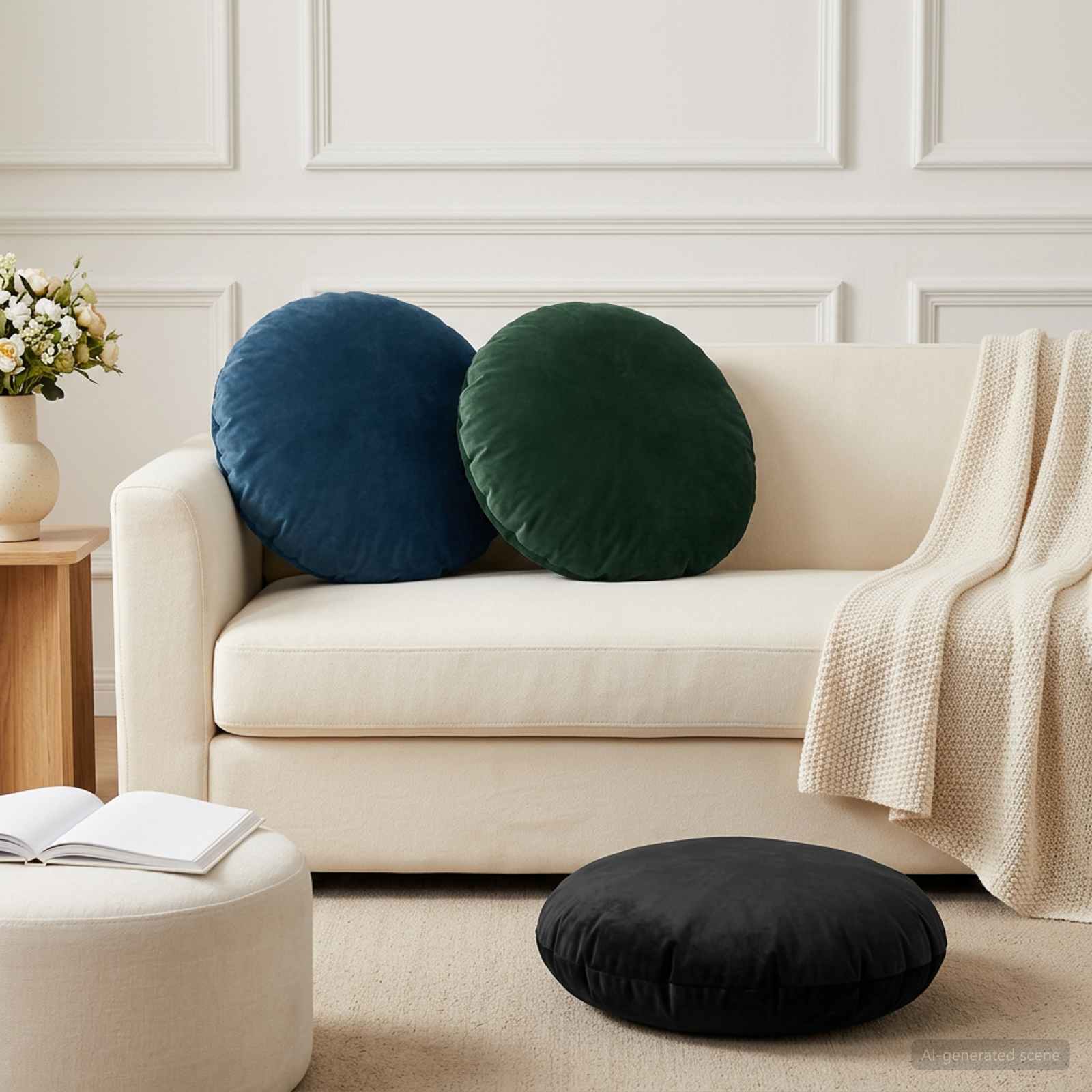vidaXL Cushion with Pillow HEERLEN 2 pcs Blue Velvet 1