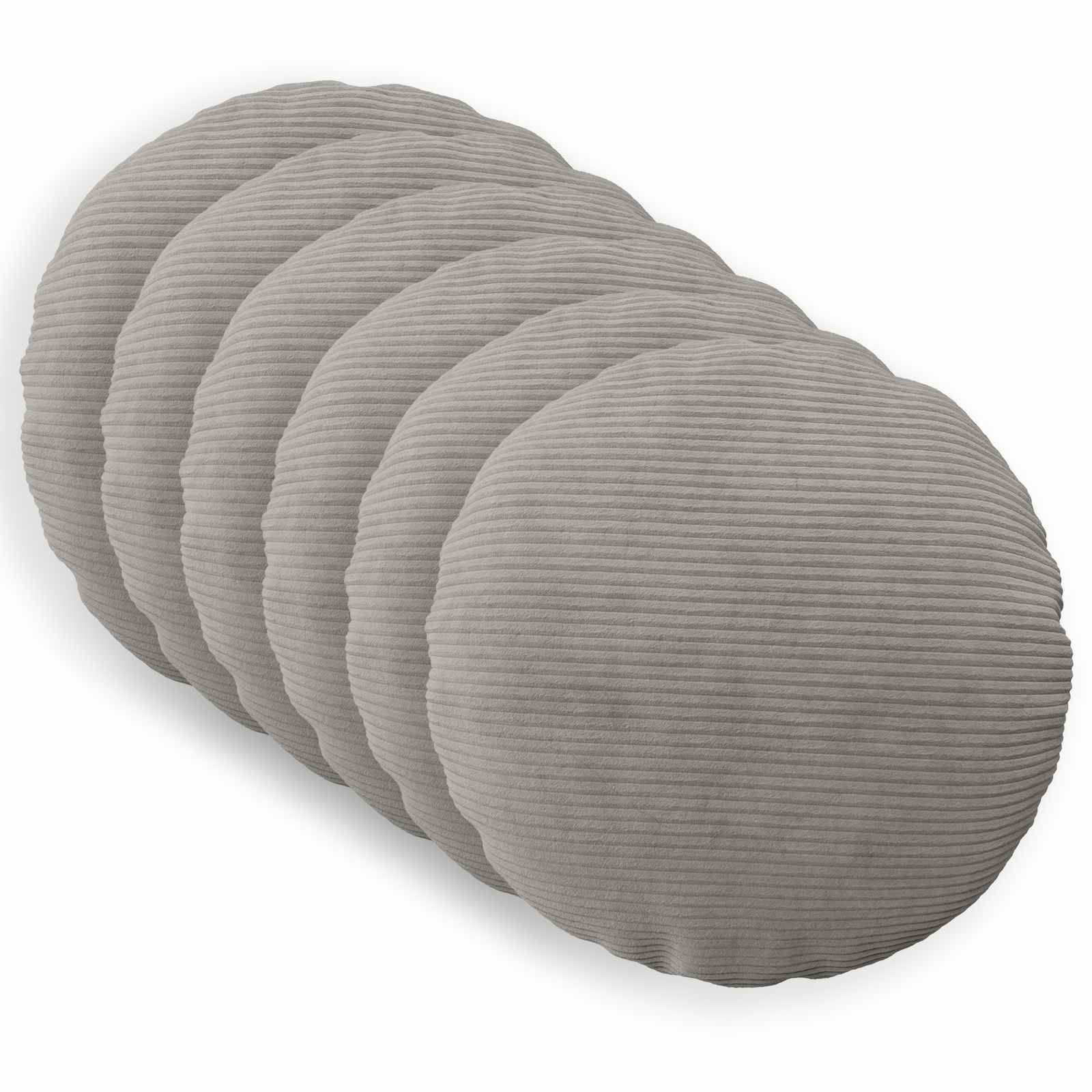 vidaXL Cushion Cover 6 pcs HEERLEN Light Grey Ø 50 cm Corduroy 1