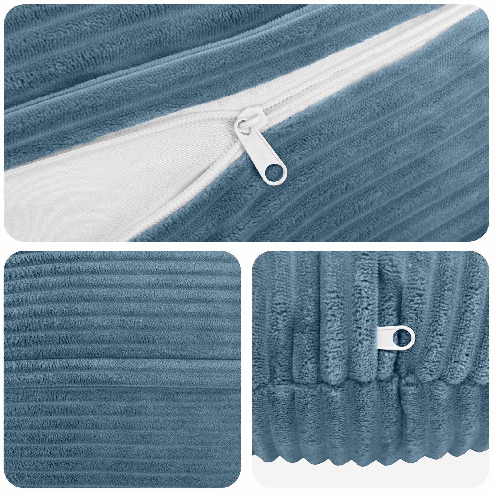 vidaXL Cushion Cover 6 pcs HEERLEN Blue Ø 50 cm Corduroy 4