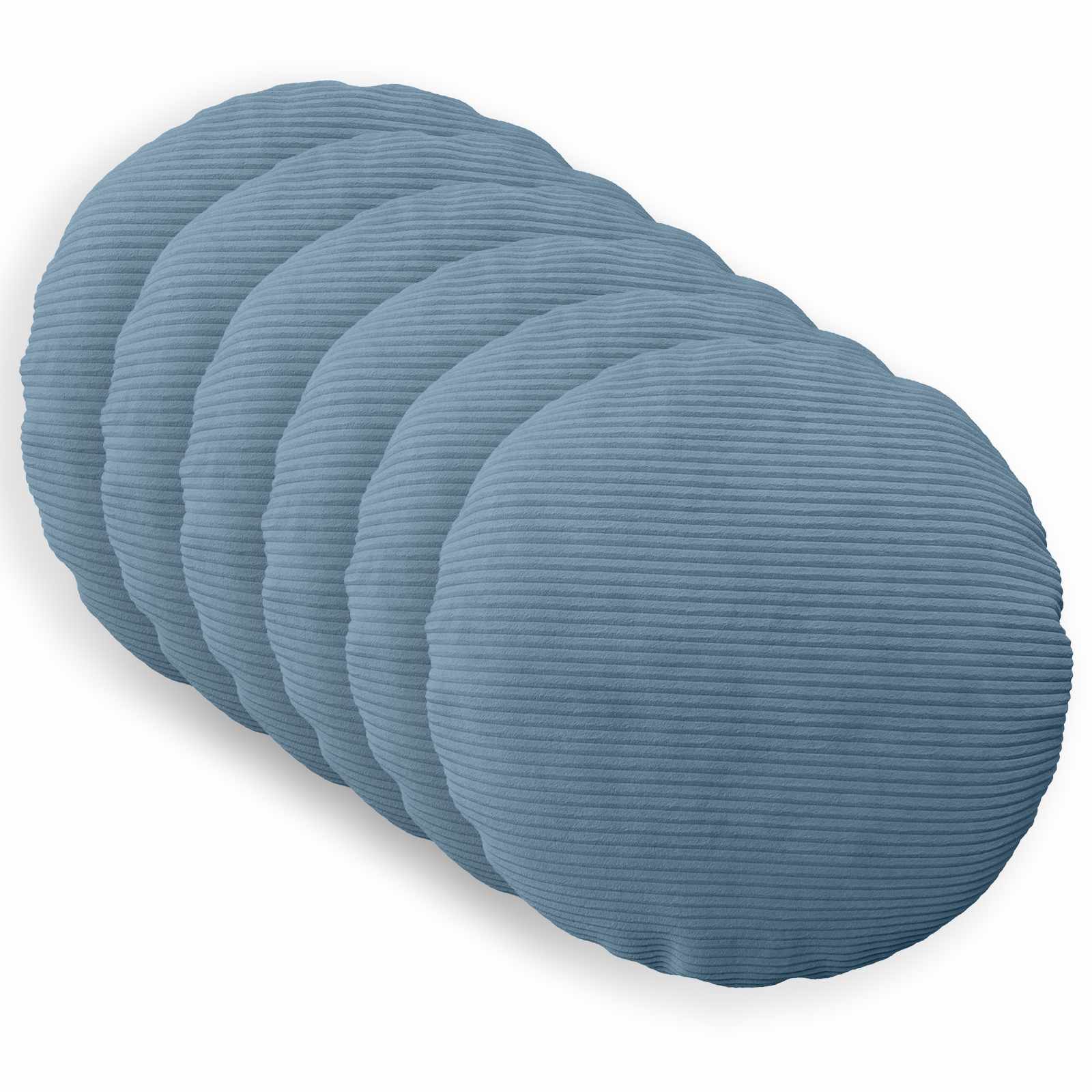 vidaXL Cushion Cover 6 pcs HEERLEN Blue Ø 50 cm Corduroy 1