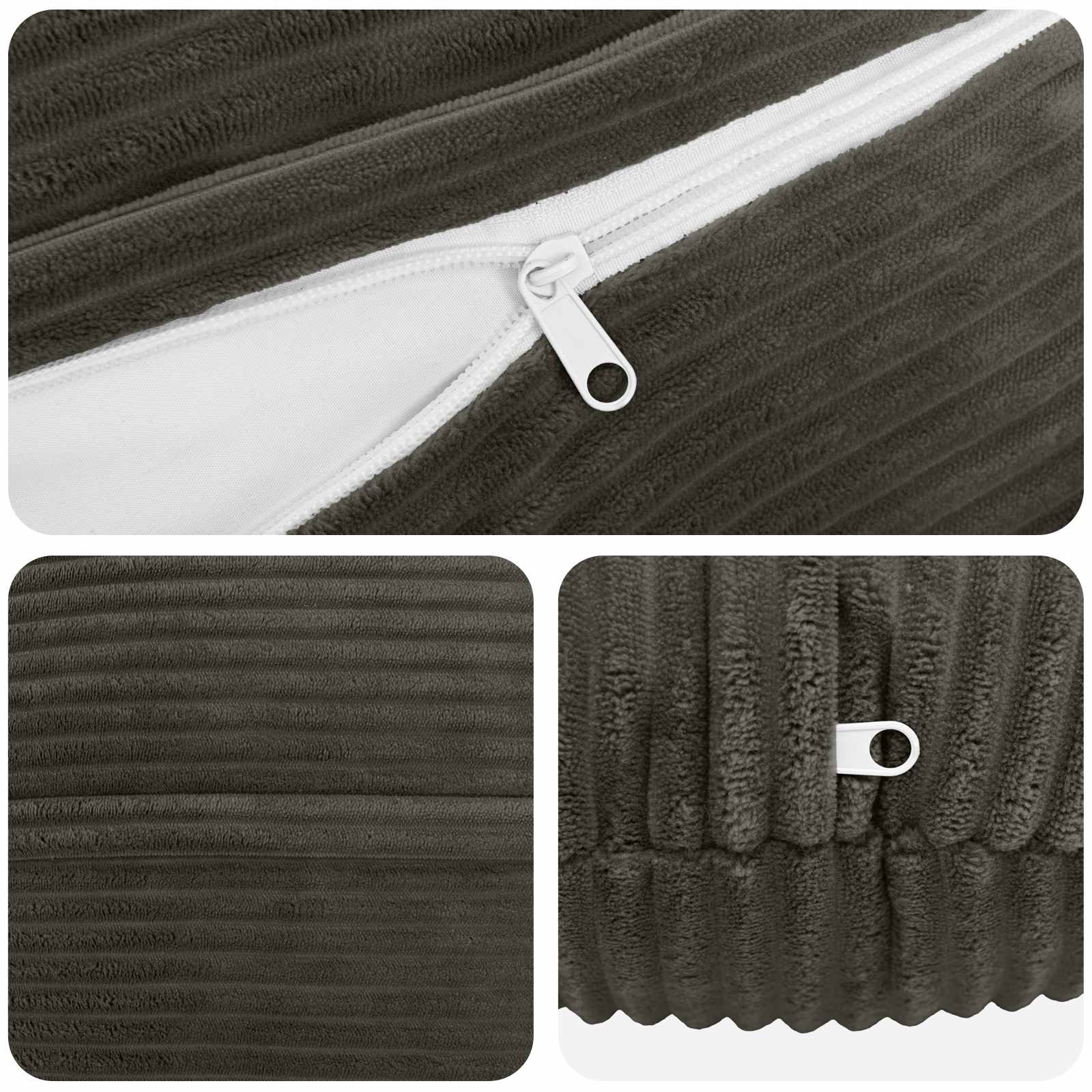 vidaXL Cushion Cover 6 pcs HEERLEN Anthracite Ø 50 cm Corduroy 4