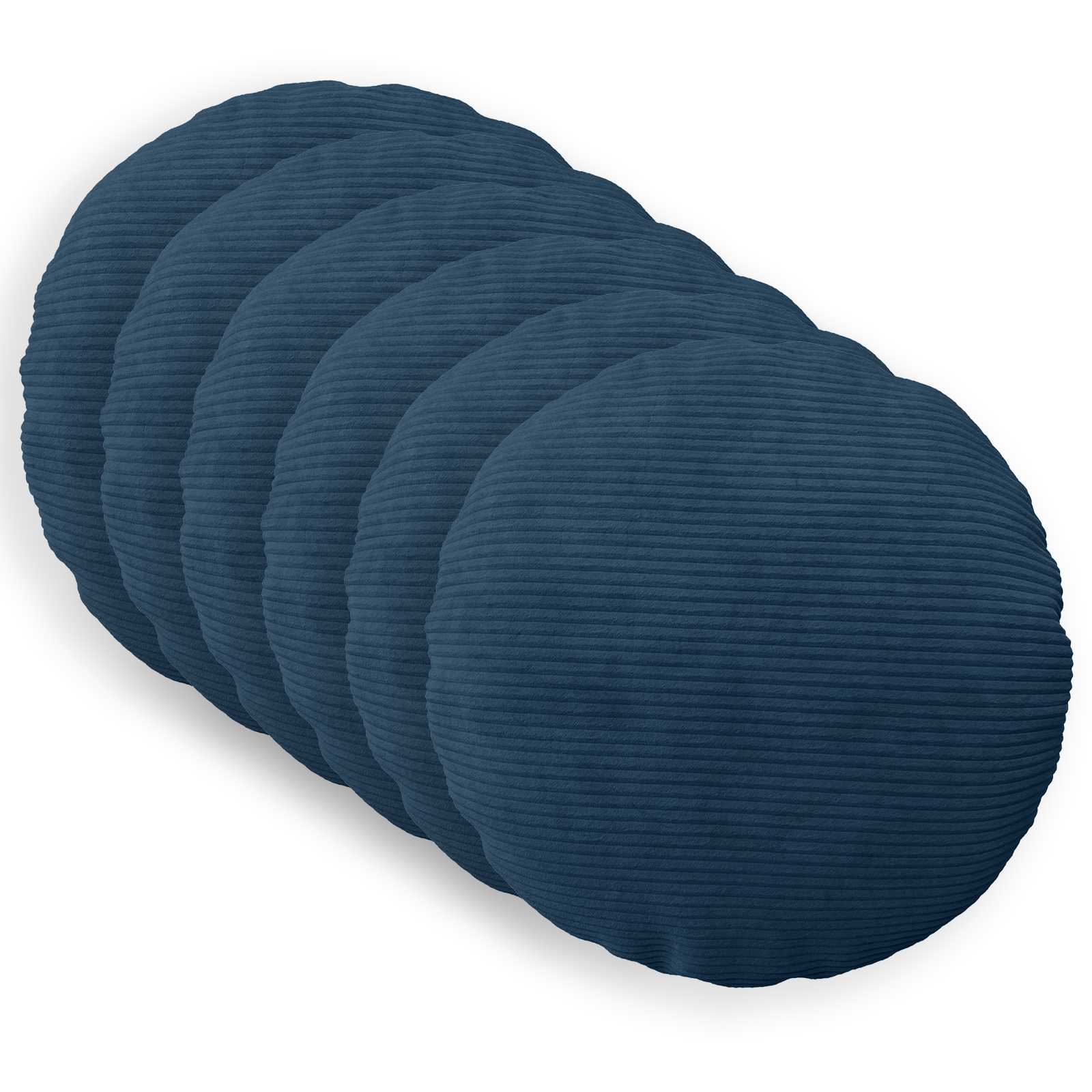 vidaXL Cushion Cover 6 pcs HEERLEN Navy Blue Ø 50 cm Corduroy 1