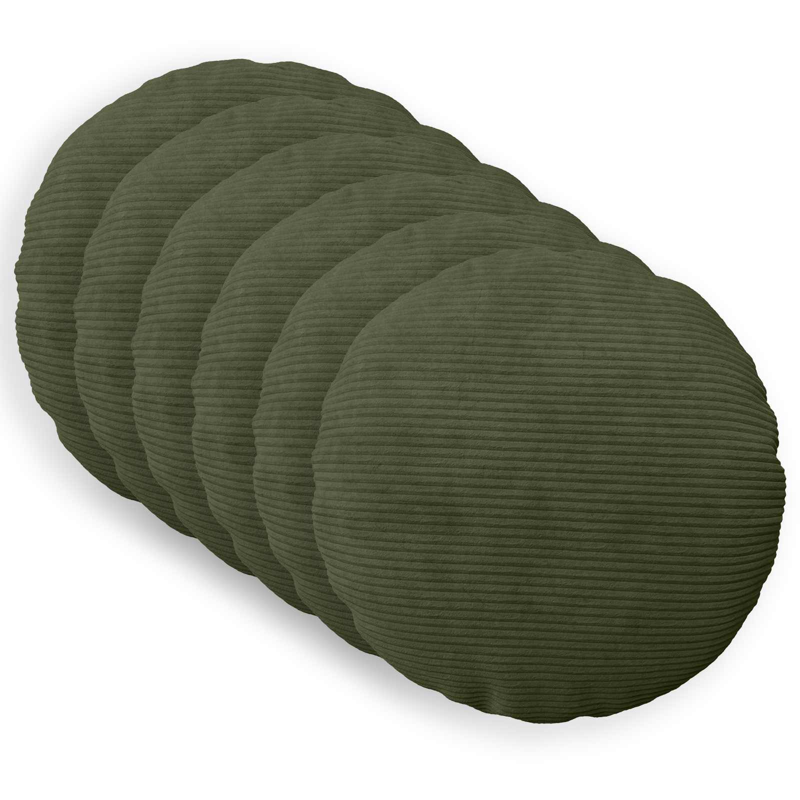 vidaXL Cushion Cover 6 pcs HEERLEN Green Ø 50 cm Corduroy 1