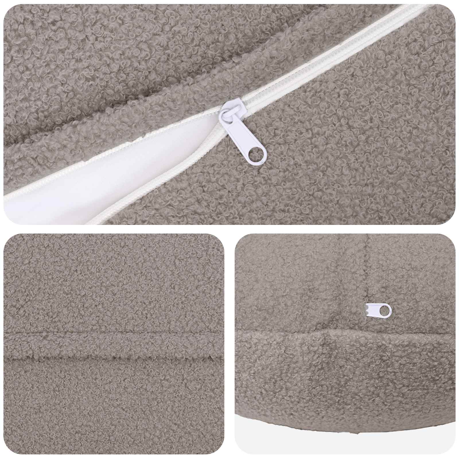 vidaXL Cushion Cover 6 pcs HEERLEN Light Grey Ø 50 cm Bouclé 4