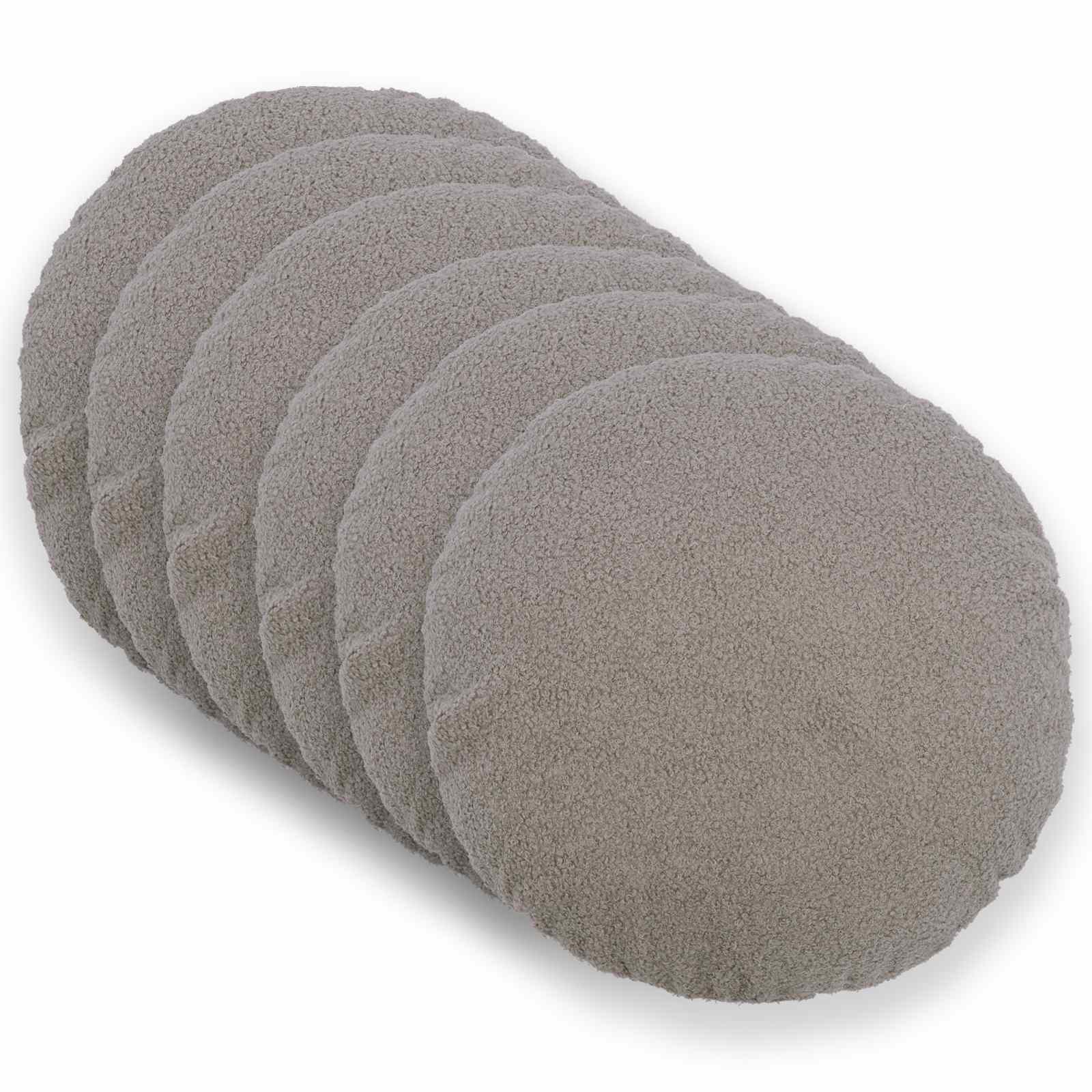 vidaXL Cushion Cover 6 pcs HEERLEN Light Grey Ø 50 cm Bouclé 1