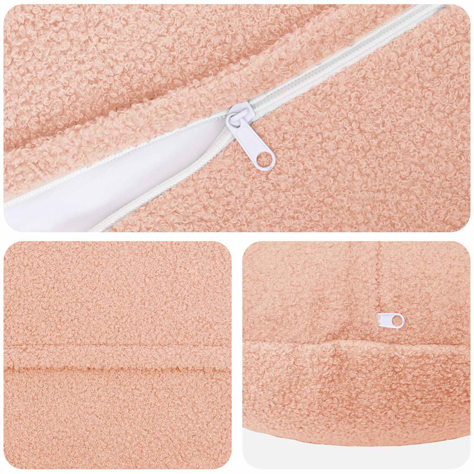 vidaXL Cushion Cover 6 pcs HEERLEN Pink Ø 50 cm Bouclé 4
