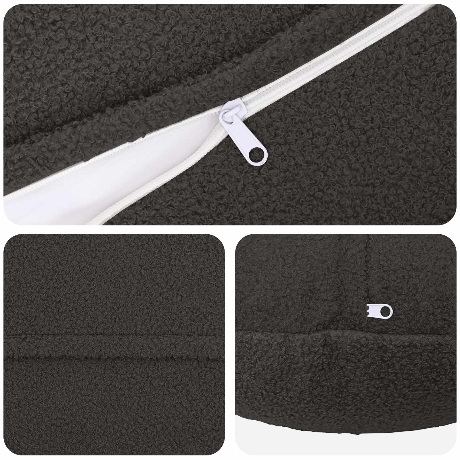 vidaXL Cushion Cover 6 pcs HEERLEN Dark Grey Ø 50 cm Bouclé 4